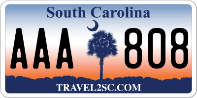 SC license plate AAA808