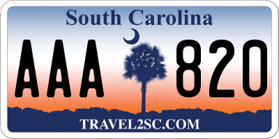 SC license plate AAA820