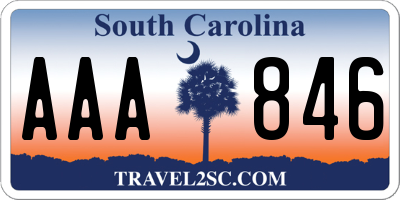 SC license plate AAA846
