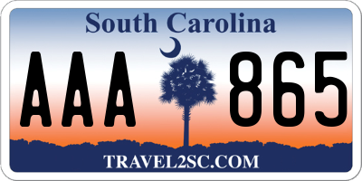 SC license plate AAA865