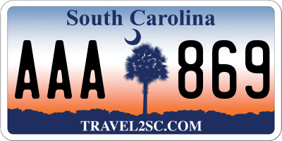 SC license plate AAA869