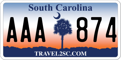 SC license plate AAA874