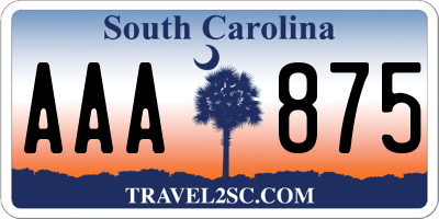 SC license plate AAA875