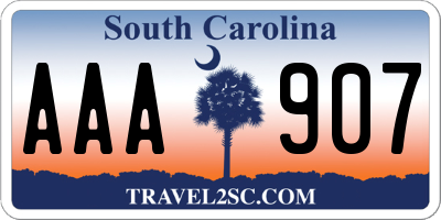 SC license plate AAA907