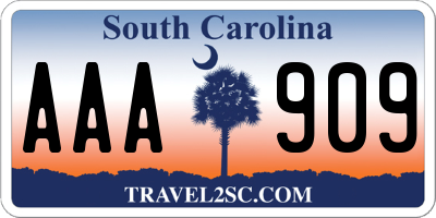 SC license plate AAA909