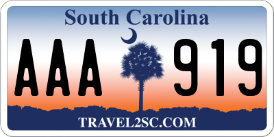 SC license plate AAA919