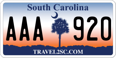 SC license plate AAA920