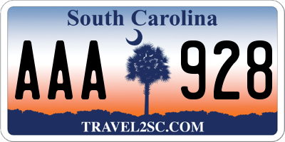 SC license plate AAA928