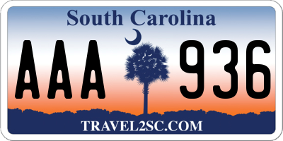 SC license plate AAA936