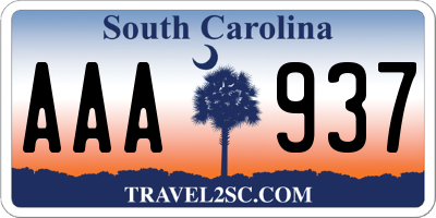 SC license plate AAA937