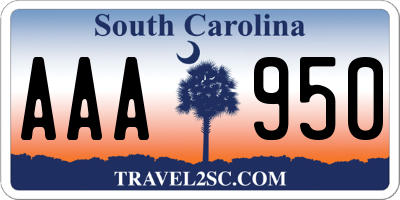 SC license plate AAA950