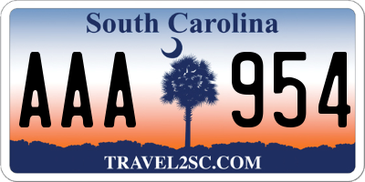 SC license plate AAA954