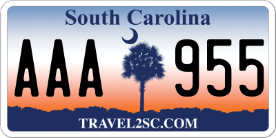 SC license plate AAA955