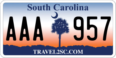 SC license plate AAA957