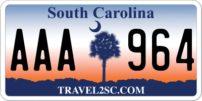 SC license plate AAA964