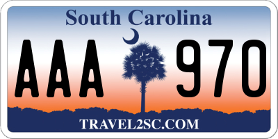 SC license plate AAA970