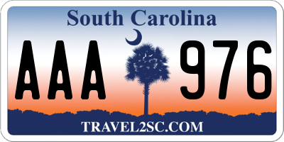 SC license plate AAA976