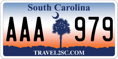 SC license plate AAA979