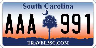 SC license plate AAA991