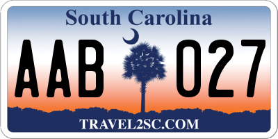 SC license plate AAB027