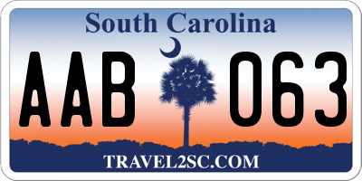 SC license plate AAB063