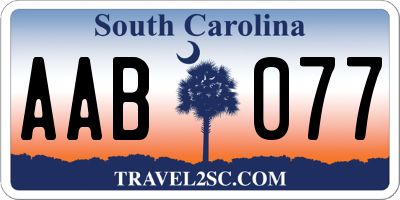 SC license plate AAB077