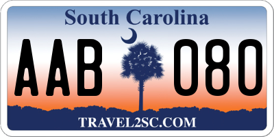 SC license plate AAB080