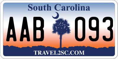 SC license plate AAB093