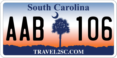 SC license plate AAB106