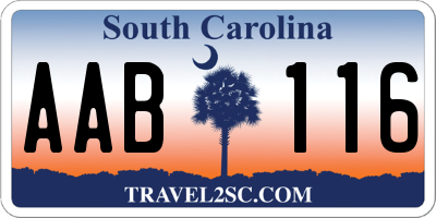 SC license plate AAB116