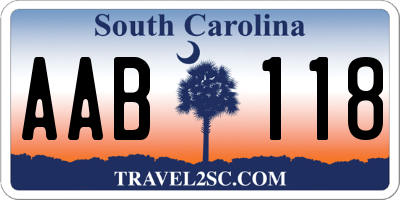 SC license plate AAB118