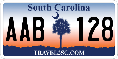 SC license plate AAB128