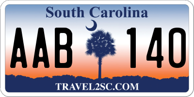 SC license plate AAB140