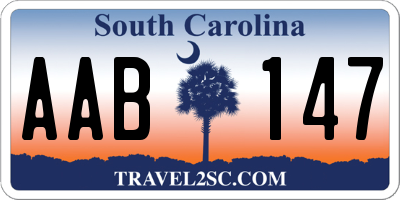 SC license plate AAB147