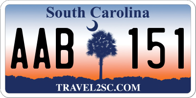 SC license plate AAB151