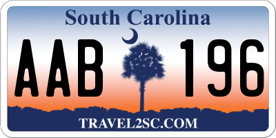 SC license plate AAB196