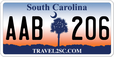 SC license plate AAB206