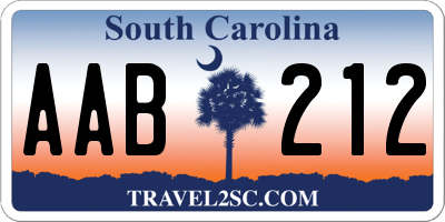 SC license plate AAB212