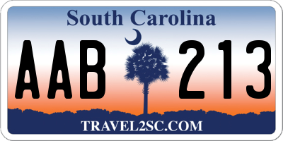 SC license plate AAB213