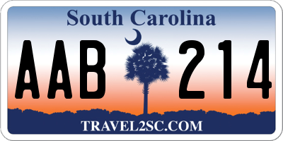 SC license plate AAB214