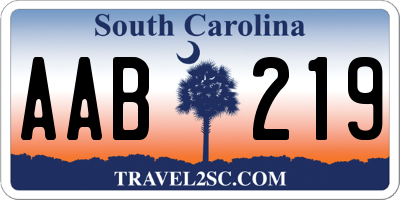 SC license plate AAB219