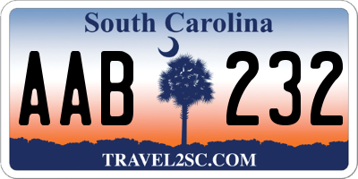 SC license plate AAB232