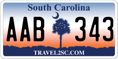 SC license plate AAB343