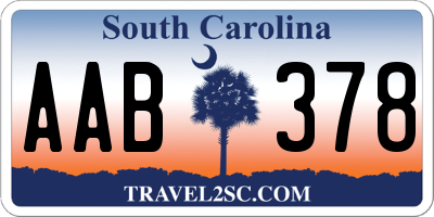SC license plate AAB378