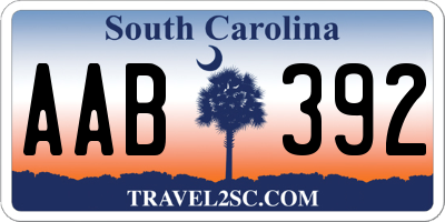 SC license plate AAB392