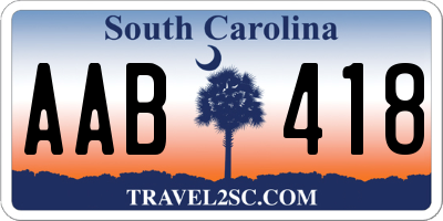 SC license plate AAB418