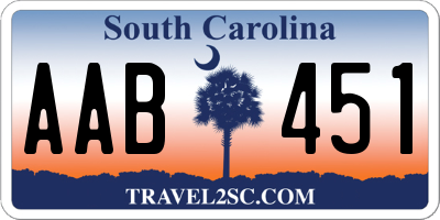 SC license plate AAB451
