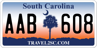 SC license plate AAB608