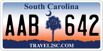 SC license plate AAB642