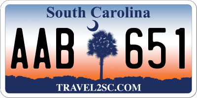 SC license plate AAB651